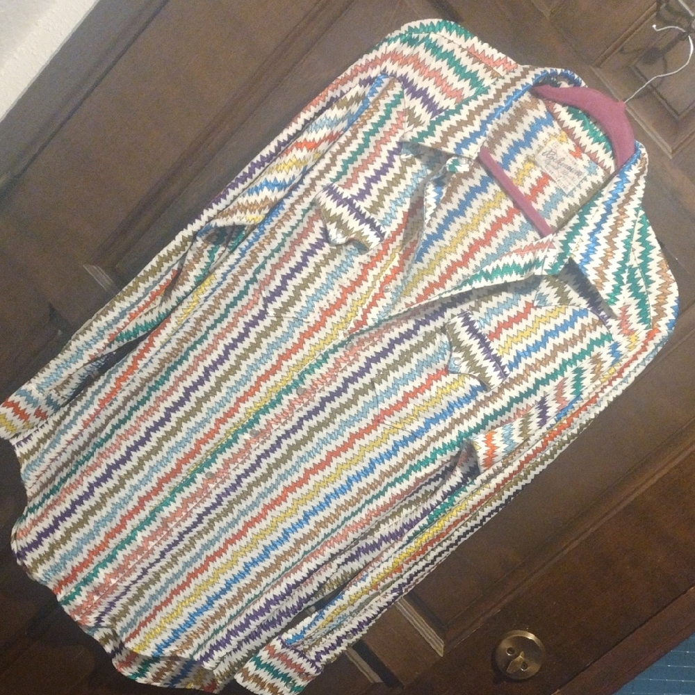 Vintage Western Multicolor Zigzag Button Down Shirt